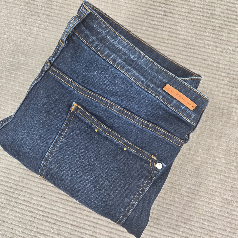 Pilcro and the Letterpress Womens 37 Dark Indigo Tencel Blend Straight Jeans